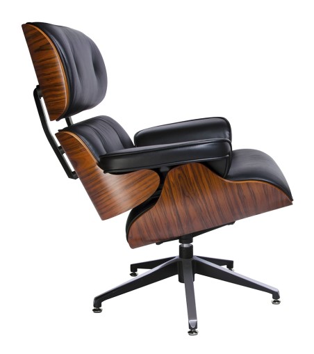 Fotel LOUNGE czarny / róża - skóra naturalna