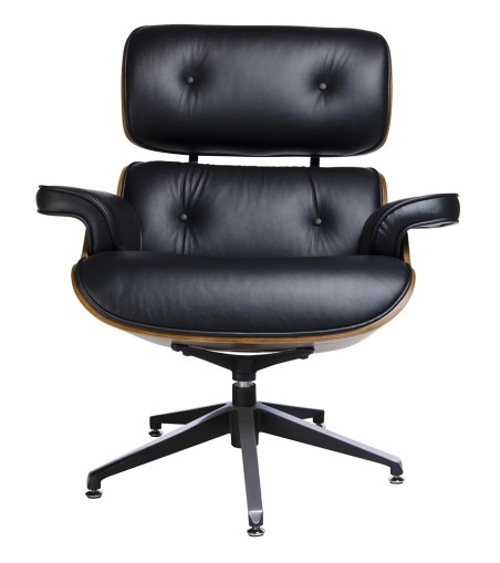 Fotel LOUNGE czarny / róża - skóra naturalna