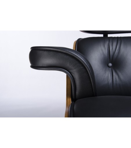 Fotel LOUNGE czarny / róża - skóra naturalna