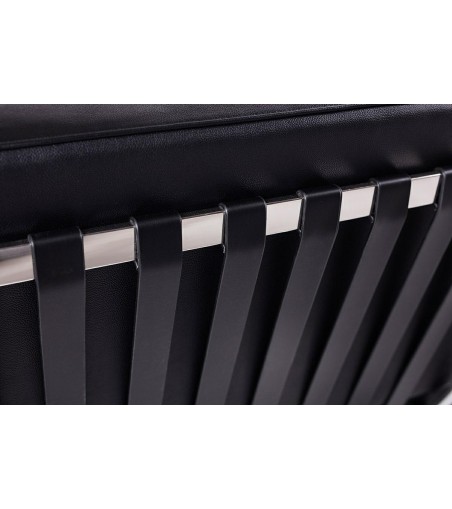 MODESTO podnóżek BARCELON czarny - ekoskóra, stal polerowana