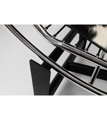 Leżanka DIVANO PONY czarno biała - skóra naturalna, chrom