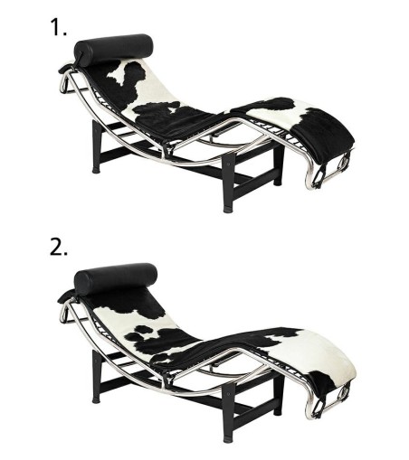 Leżanka DIVANO PONY czarno biała - skóra naturalna, chrom