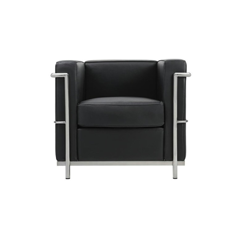 Fotel SOFT LC2 czarny - włoska skóra naturalna, chrom