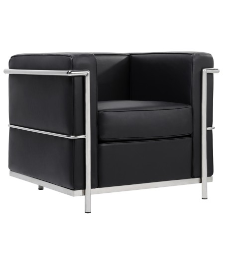 Fotel SOFT LC2 czarny - włoska skóra naturalna, chrom