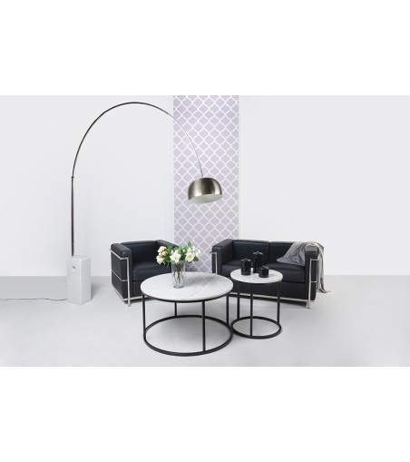 Sofa dwuosobowa SOFT LC2 czarna - włoska skóra naturalna, metal