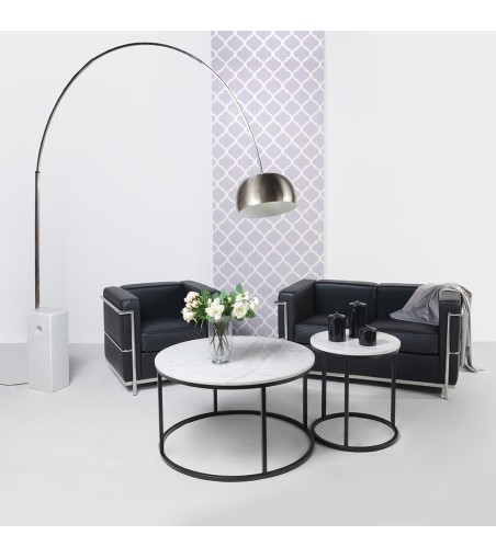 Sofa dwuosobowa SOFT LC2 czarna - włoska skóra naturalna, metal