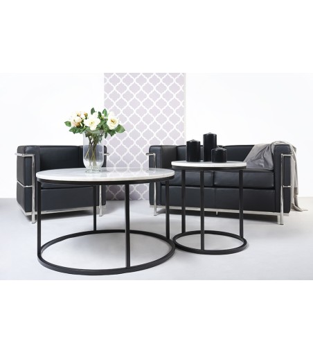 Sofa dwuosobowa SOFT LC2 czarna - włoska skóra naturalna, metal