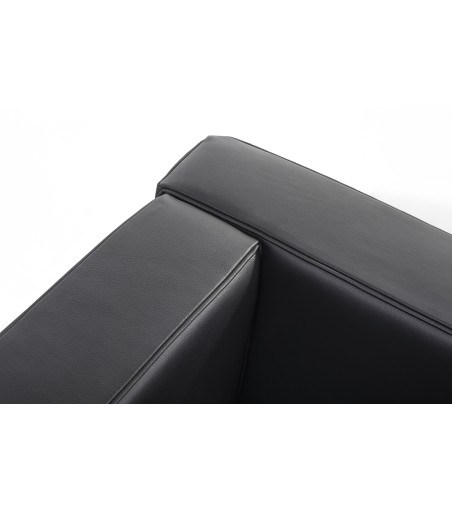 Sofa trzyosobowa SOFT LC2 czarna - włoska skóra naturalna, metal