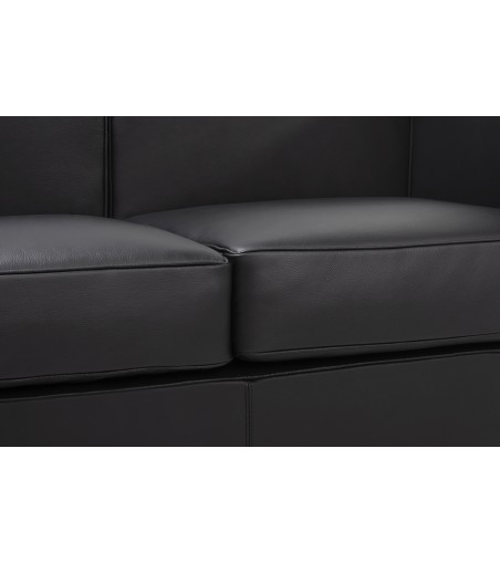 Sofa trzyosobowa SOFT LC2 czarna - włoska skóra naturalna, metal