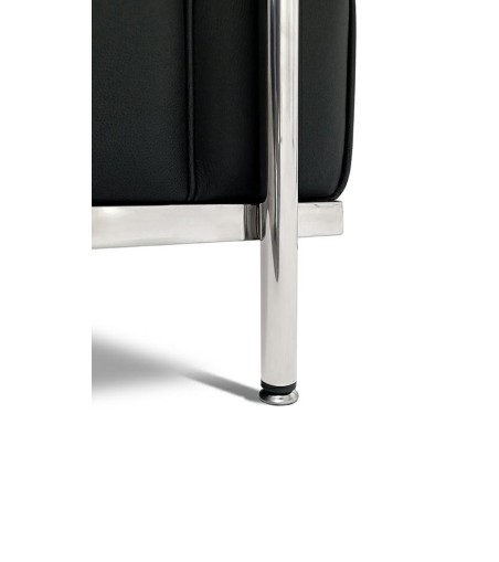 Sofa trzyosobowa SOFT LC2 czarna - włoska skóra naturalna, metal