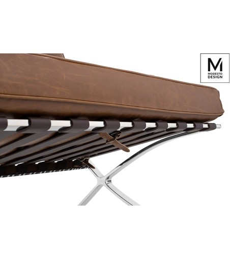 MODESTO fotel BARCELON VINTAGE PU - ekoskóra, stal polerowana