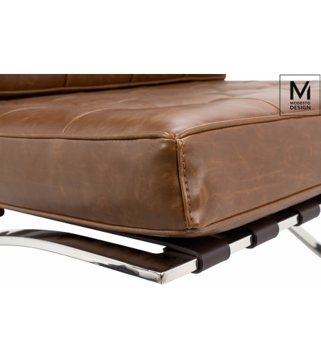 MODESTO fotel BARCELON VINTAGE PU - ekoskóra, stal polerowana