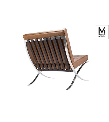 MODESTO fotel BARCELON VINTAGE PU - ekoskóra, stal polerowana