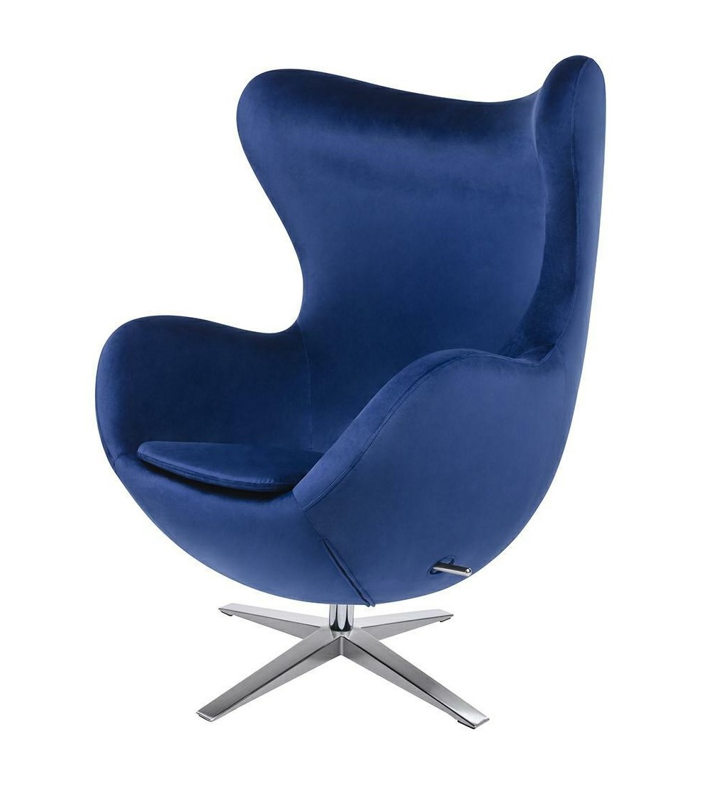 Fotel EGG SZEROKI VELVET ciemny niebieski.49 - welur, podstawa stal