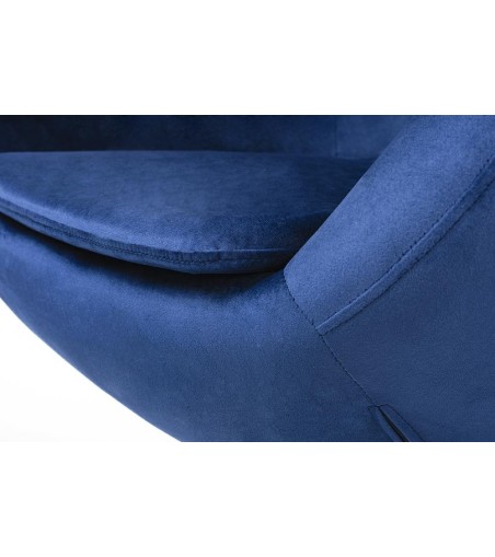 Fotel EGG SZEROKI VELVET ciemny niebieski.49 - welur, podstawa stal