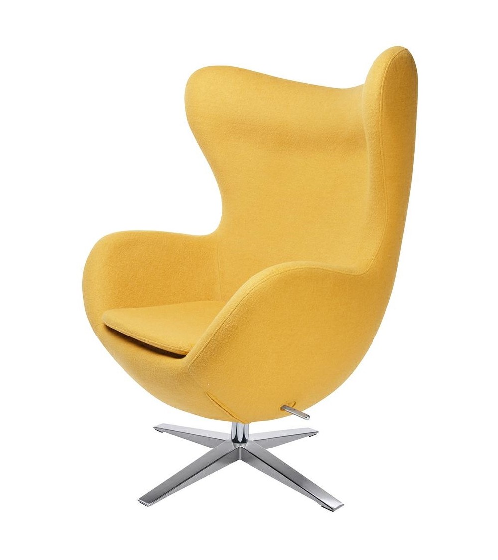 Fotel EGG SZEROKI musztardowy.13 - wełna, podstawa stal