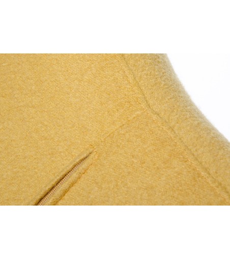 Fotel EGG SZEROKI musztardowy.13 - wełna, podstawa stal