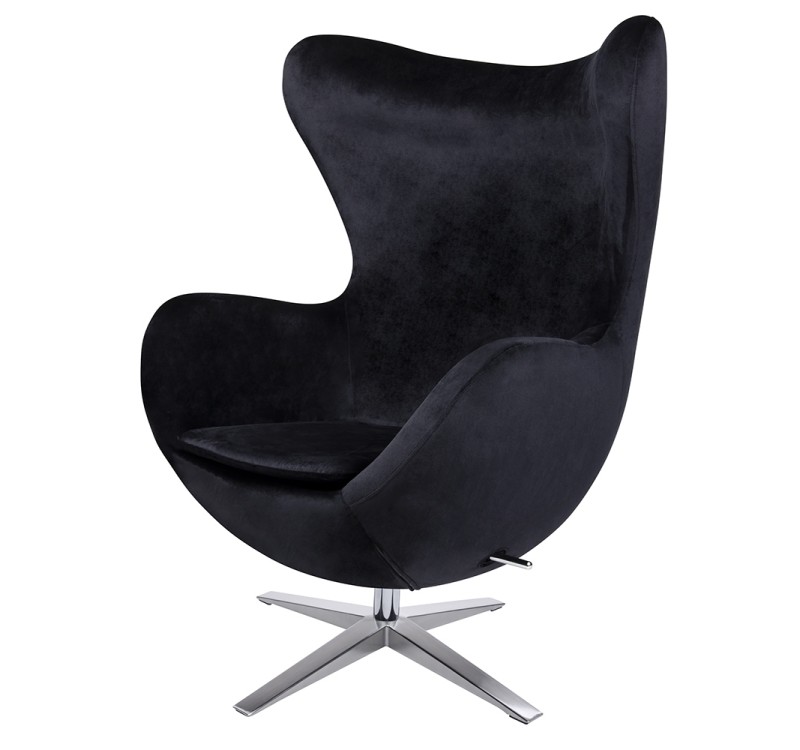 Fotel EGG SZEROKI VELVET czarny.50 - welur, podstawa stal