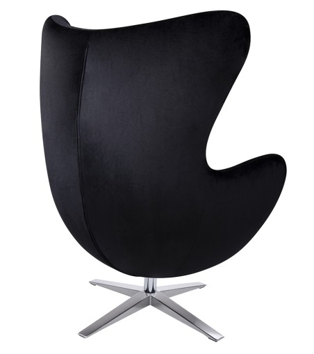 Fotel EGG SZEROKI VELVET czarny.50 - welur, podstawa stal