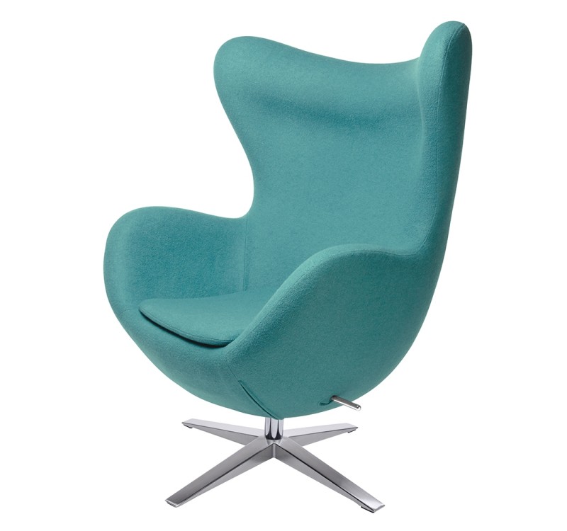 Fotel EGG SZEROKI turkusowy.12 - wełna, podstawa stal