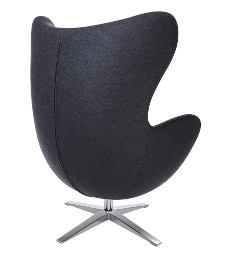 Fotel EGG SZEROKI ciemny szary.27 - wełna, podstawa stal