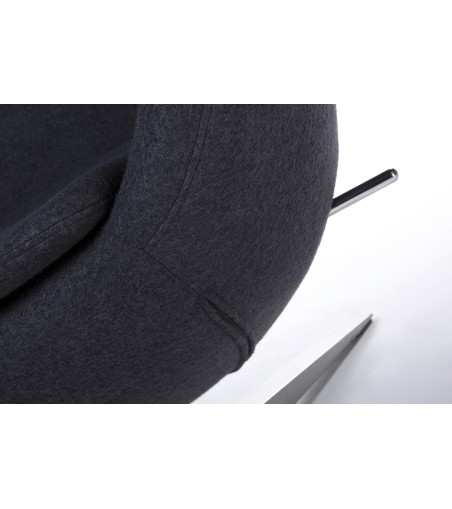 Fotel EGG SZEROKI ciemny szary.27 - wełna, podstawa stal