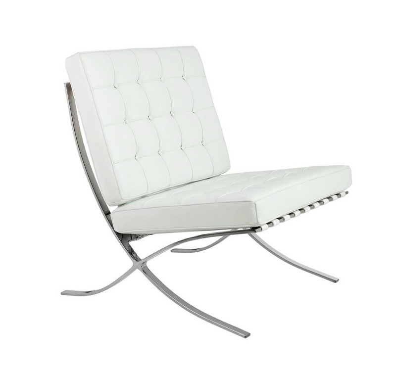 Fotel BARCELON PRESTIGE PLUS biały - włoska selekcjonowana skóra naturalna, stal