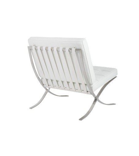 Fotel BARCELON PRESTIGE PLUS biały - włoska selekcjonowana skóra naturalna, stal