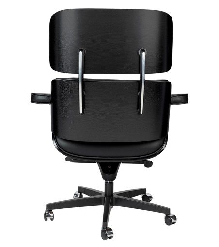 Fotel biurowy LOUNGE GUBERNATOR czarny - czarny jesion, skóra naturalna, podstawa czarna