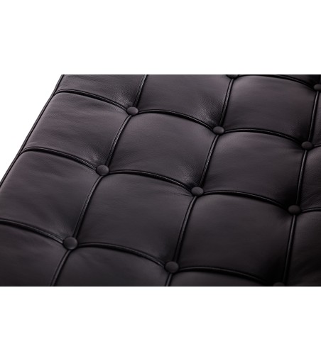 Sofa BARCELON trzyosobowa czarna - włoska skóra naturalna, chrom