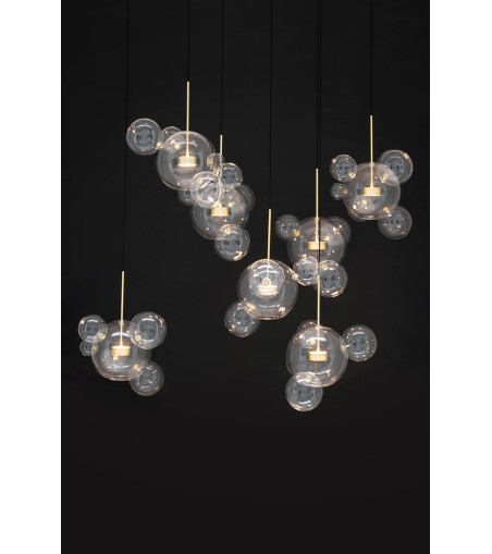 Lampa wisząca CAPRI LINE 7 złota - 420 LED, aluminium, szkło