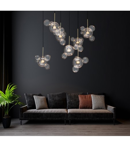 Lampa wisząca CAPRI LINE 7 złota - 420 LED, aluminium, szkło