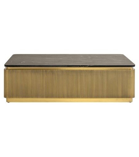 RICHMOND stolik kawowy IRONVILLE 140 marmur, metal, MDF, sklejka brzozowa