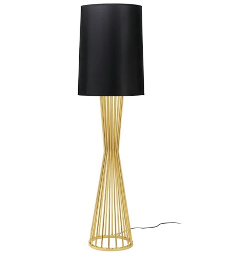 Lampa podłogowa HOLMES złota z czarnym kloszem -  metal