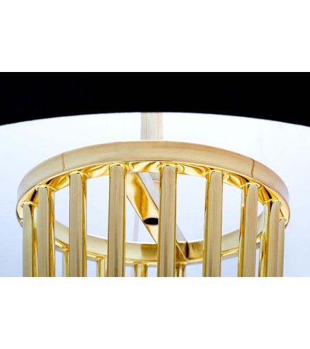 Lampa podłogowa HOLMES złota z czarnym kloszem -  metal