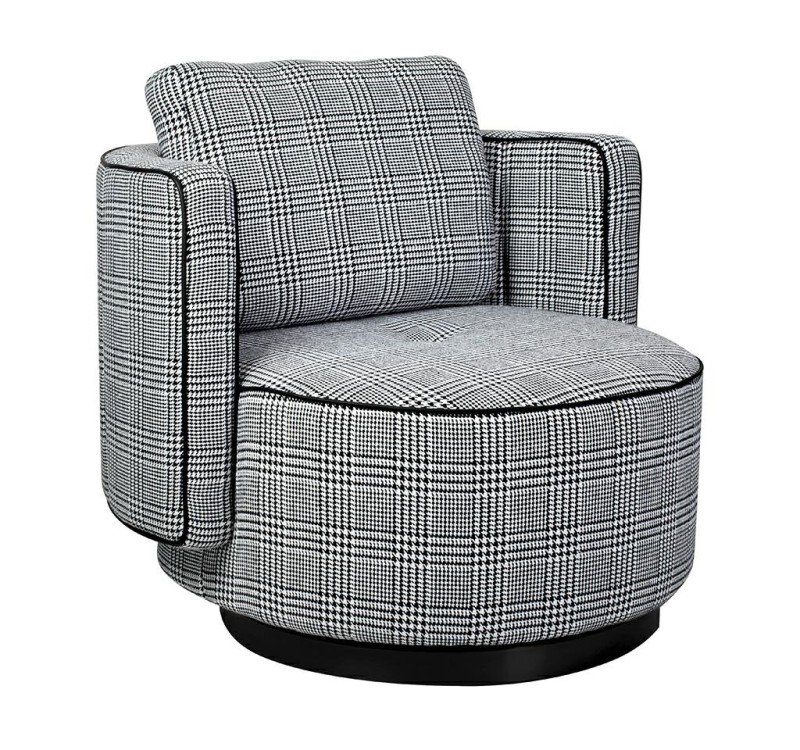 Fotel obrotowy TONDO pepitka biało-czarna