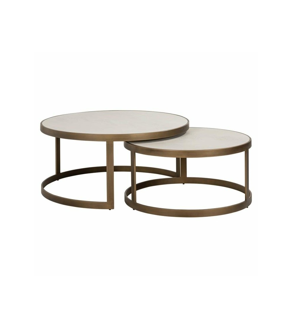 RICHMOND zestaw stolików WHITEBONE BRASS