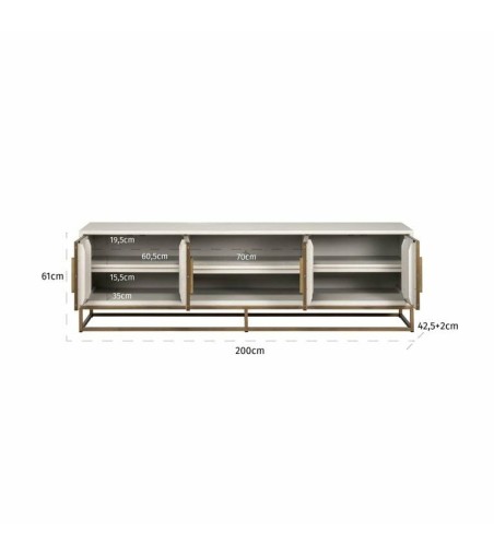 RICHMOND szafka RTV WHITEBONE BRASS