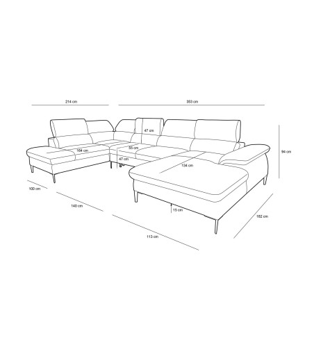 Narożnik EDIE C2 z funkcją spania - I grupa tkanin