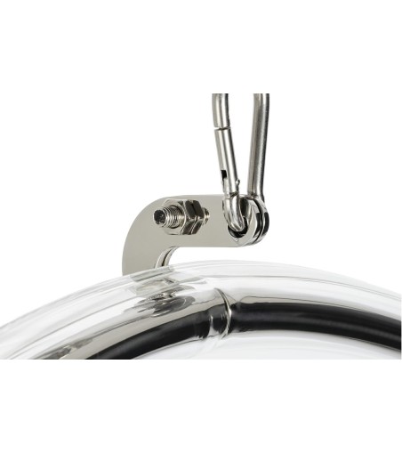 Fotel wiszący BUBBLE poduszka  czarna - korpus akryl, poduszka ekoskóra