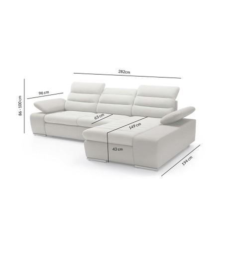 Narożnik TOBI z funkcją spania - I grupa tkanin