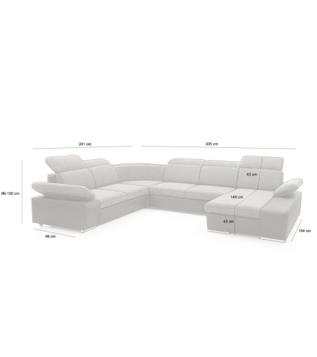 Narożnik CONTINENTAL XL z funkcją spania - I grupa tkanin