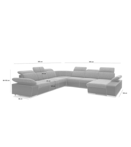 Narożnik CONTINENTAL XXL z funkcją spania - II grupa tkanin