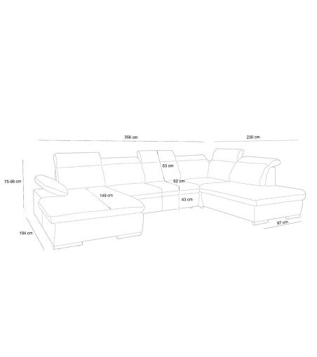 Narożnik NONA L z funkcją spania - II grupa tkanin