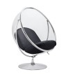Fotel BUBBLE STAND 2 poduszka czarna - akryl, chrom, ekoskóra