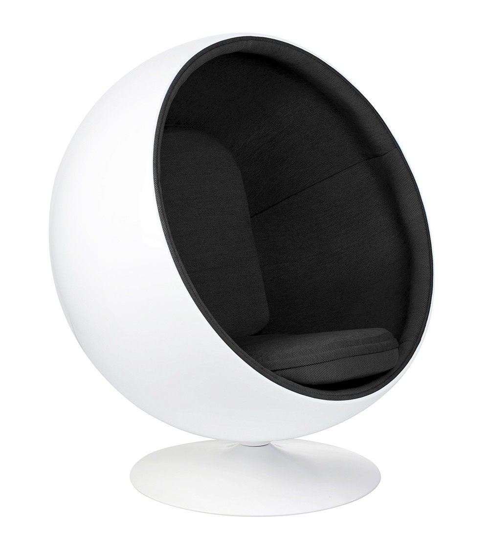 Fotel BALL biało-czarny - włókno szklane