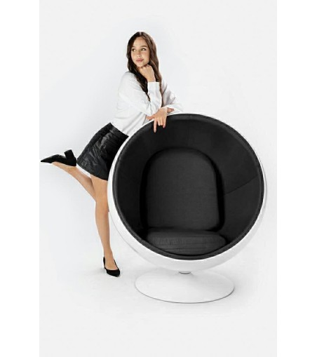 Fotel BALL biało-czarny - włókno szklane