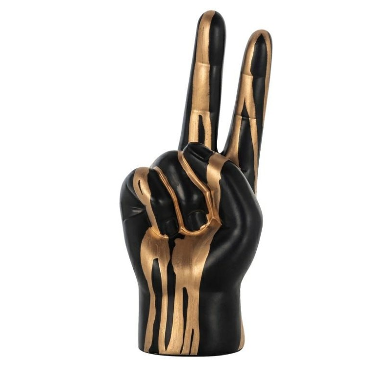 RICHMOND dekoracja HAND PEACE             czarno-złota