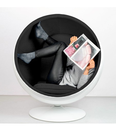 Fotel BALL biało-czarny - włókno szklane