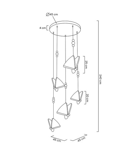 MOOSEE lampa wisząca BUTTERFLY DISC 5     złota